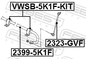 VWSB5K1FKIT Febest Buje de barra estabilizadora delantera