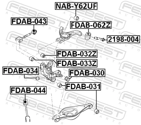 FDAB032Z Febest Buje de mangueta trasera