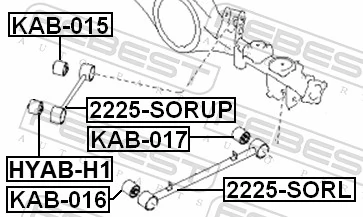 KAB015 Febest Buje del brazo longitudinal superior trasero