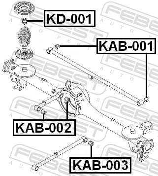 KAB003 Febest Buje del brazo longitudinal inferior trasero
