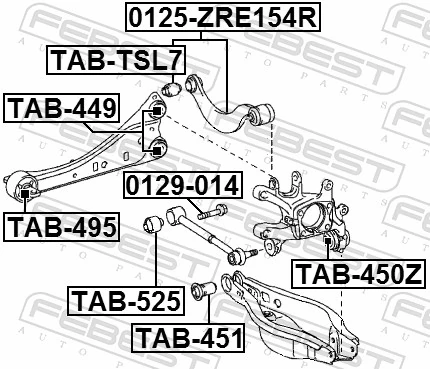Silentblock de brazo suspensión trasero transversal Toyota Auris E15