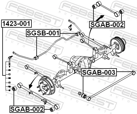 SGAB002 Febest Buje del brazo longitudinal superior trasero