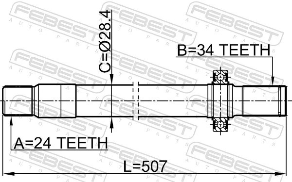 1612211LH Febest Árbol de transmisión intermedio