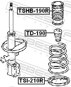 TD190 Febest Tope de amortiguador trasero