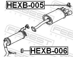 HEXB005 Febest Abrazadera de silenciador trasera