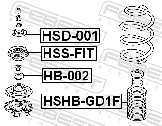 HB002 Febest Rodamiento, copela amortiguador delantero