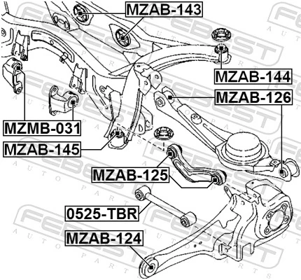 MZAB126 Febest Buje del brazo inferior trasero