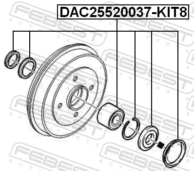 DAC25520037KIT8 Febest Rodamiento de rueda trasero