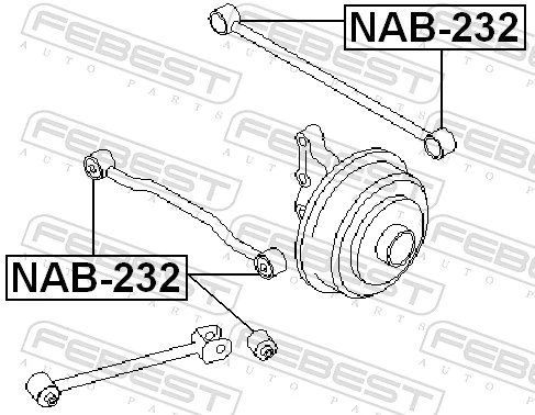 NAB232 Febest Buje del brazo transversal trasero