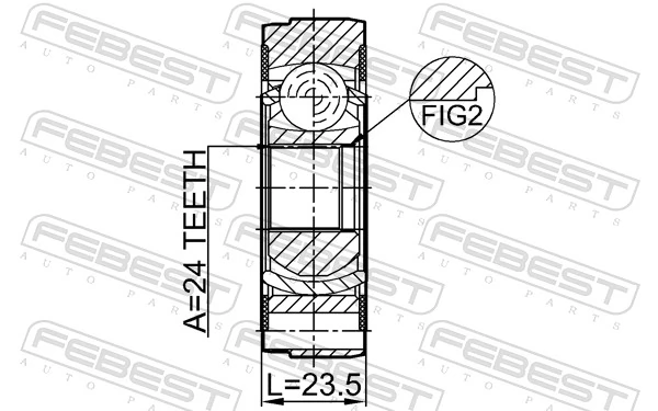 2711XC90SHA Febest Junta homocinética del eje de transmisión delantero, trasero