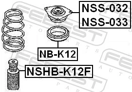 NSS032 Febest Soporte del amortiguador delantero derecho