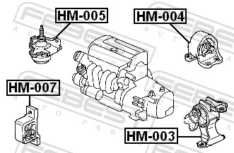 HM005 Febest Soporte de motor derecho