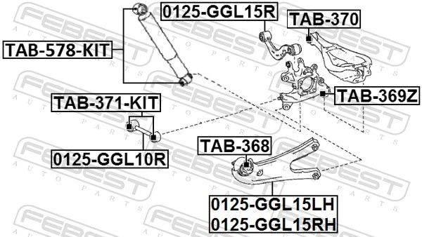 TAB368 Febest Buje delantero del brazo longitudinal trasero