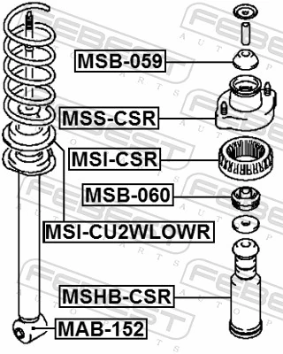 MAB152 Febest Buje de amortiguador trasero