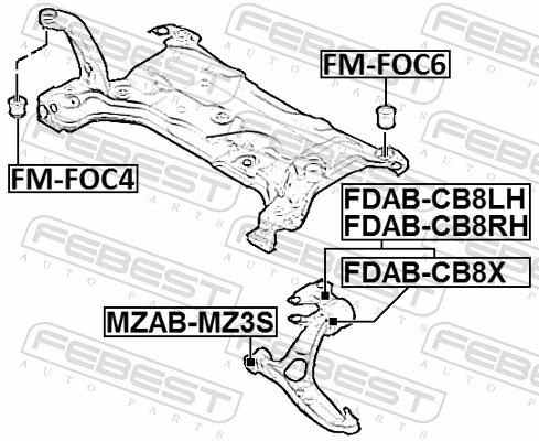 FDABCB8LH Febest Silentblock de brazo de suspensión delantero inferior