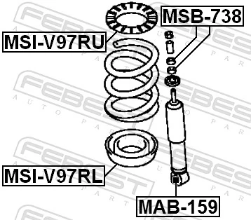 MAB159 Febest Buje de amortiguador trasero