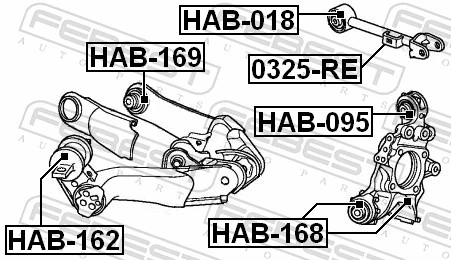 HAB095 Febest Buje interior del brazo transversal trasero