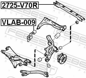 2725V70R Febest Barra transversal, suspensión de ruedas, eje trasero