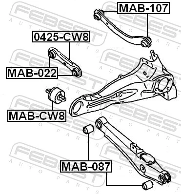 MABCW8 Febest Buje delantero del brazo longitudinal trasero