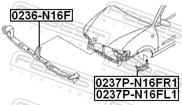 0236N16F Febest Soporte central del parachoques delantero