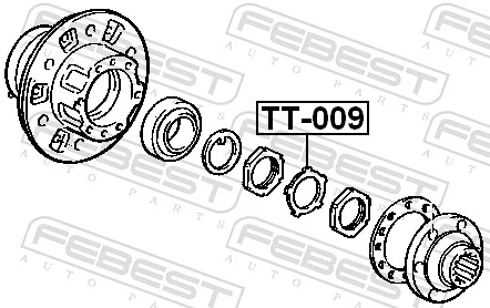 TT009 Febest Anillo de retención del cojinete de la rueda delantera
