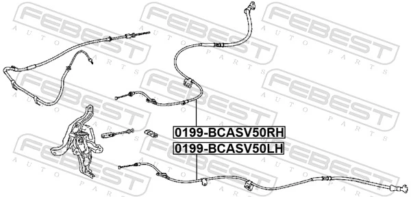 0199BCASV50RH Febest Cable de freno de mano trasero derecho/izquierdo
