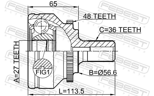 Junta homocinética exterior delantera Volvo S60 1 RS, RH