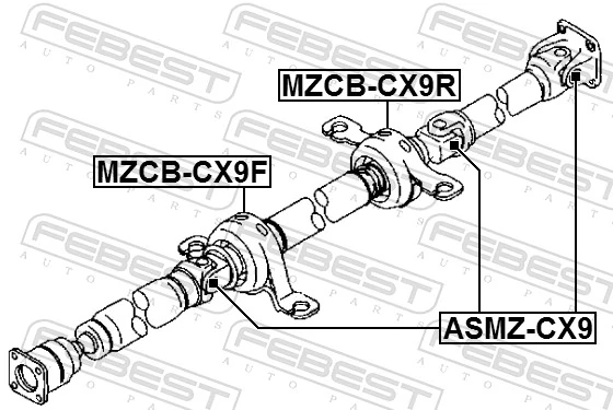 MZCBCX9R Febest Rodamiento central del eje de transmisión trasero