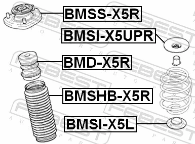 BMSIX5UPR Febest Aislador de resorte trasero superior