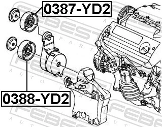 0387YD2 Febest Polea tensora