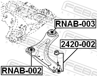 RNAB003 Febest Silentblock de brazo de suspensión delantero inferior