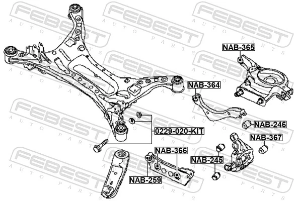 NAB365 Febest Buje del brazo inferior trasero