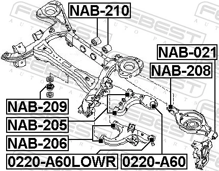 NAB206 Febest Buje del brazo inferior trasero