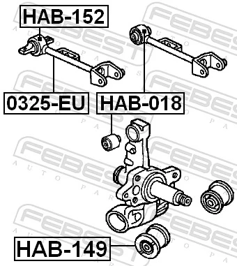 HAB018 Febest Silentblock del brazo superior de suspensión trasera