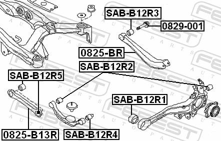 SABB12R2 Febest Silentblock del brazo superior de suspensión trasera