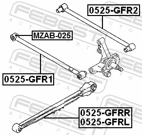 MZAB025 Febest Silentblock de brazo transversal de suspensión trasera