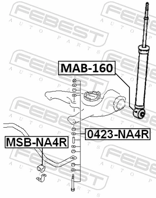 MAB160 Febest Buje de amortiguador trasero