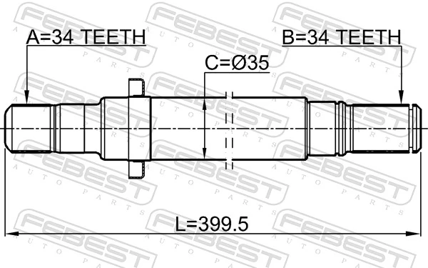 1812ZAFCRH Febest Árbol de transmisión intermedio