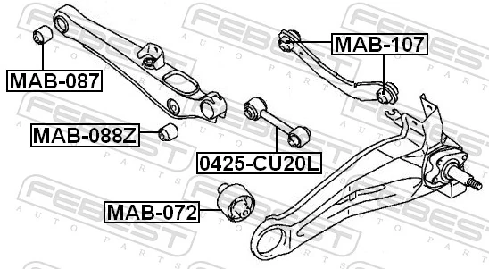 MAB088Z Febest Buje exterior del brazo transversal trasero