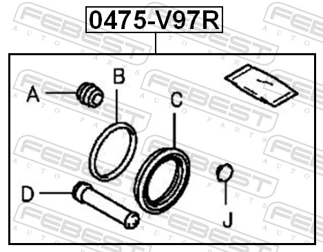 0475V97R Febest Kit de reparación de frenos trasero