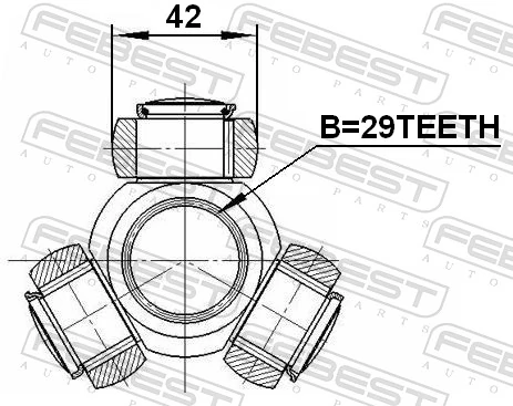 2516BOX3 Febest Junta homocinética interior trípode