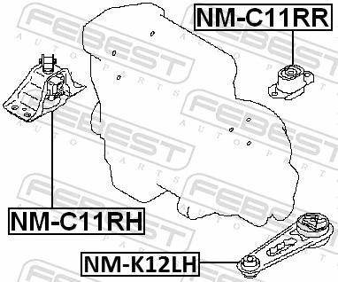NMC11RH Febest Soporte de motor derecho