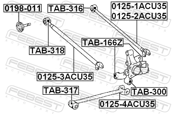 01252ACU35 Febest Barra transversal, suspensión de ruedas, eje trasero
