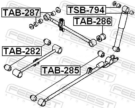TAB282 Febest Buje del brazo longitudinal trasero