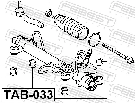 TAB033 Febest Silentblock de montaje de la cremallera de dirección