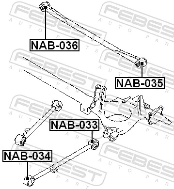 NAB033 Febest Buje trasero del brazo longitudinal trasero