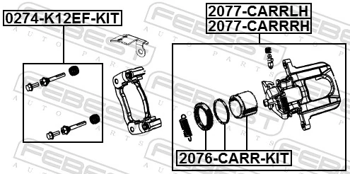 2076CARRKIT Febest Kit de reparación de frenos trasero