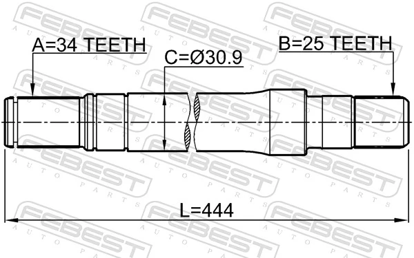 1812A17DTRH Febest Árbol de transmisión intermedio