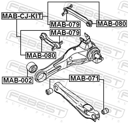 MAB080 Febest Buje de mangueta trasera