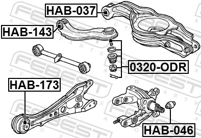 HAB173 Febest Buje del brazo longitudinal trasero